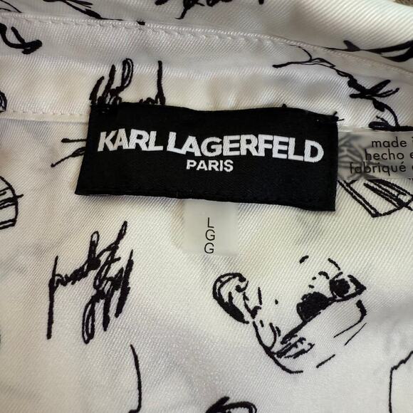 NWT KARL LAGERFELD PARIS Women's Soft Everyday Roll-Sleeve Blouse Size L - Picture 10 of 12